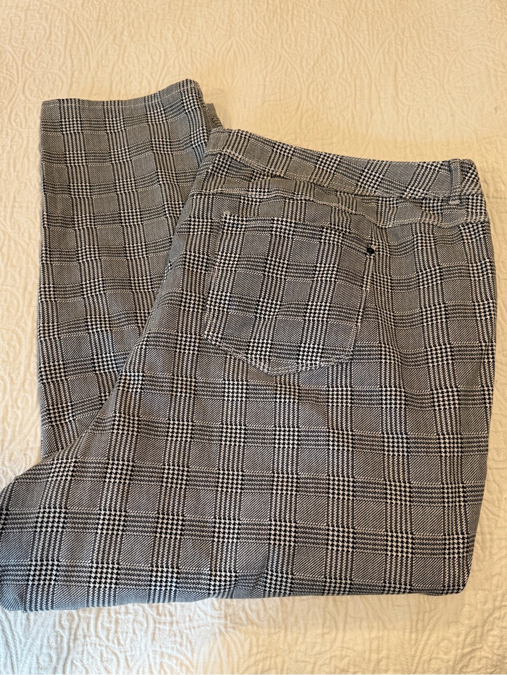 Cato black white plaid career dress pants curvy 28W